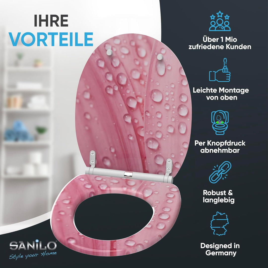 Sanilo WC Sitz mit Absenkautomatik, viele neue Toilettendeckel zur Auswahl, hochwertige Oberfläche,