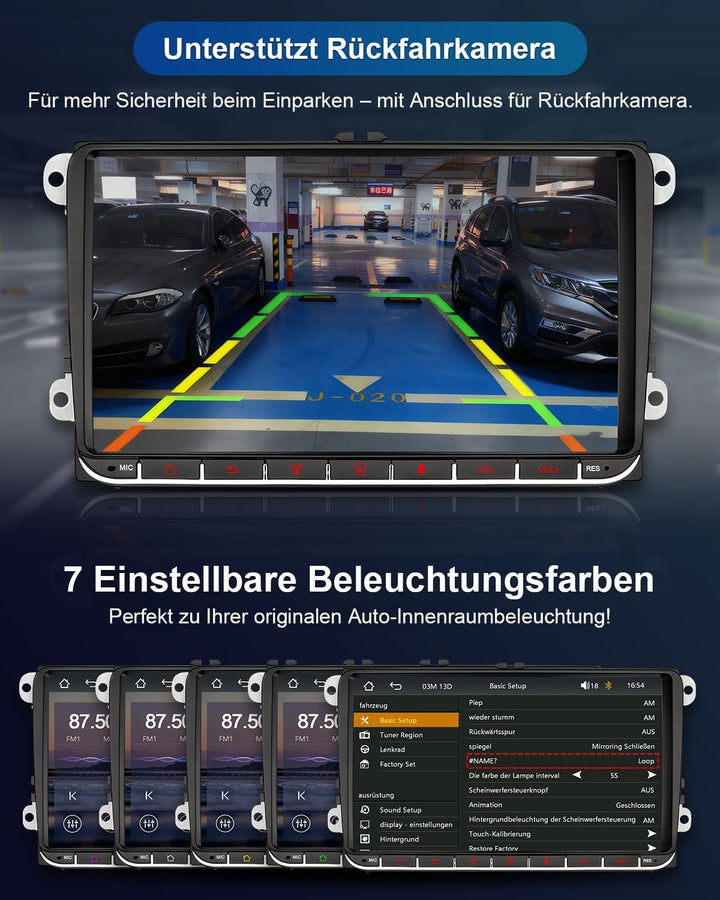 Autoradio mit Bildschirm für VW Golf 5 6 T5 Polo 6R Passat Caddy Touran Seat Skoda, 9 Zoll Golf Radi