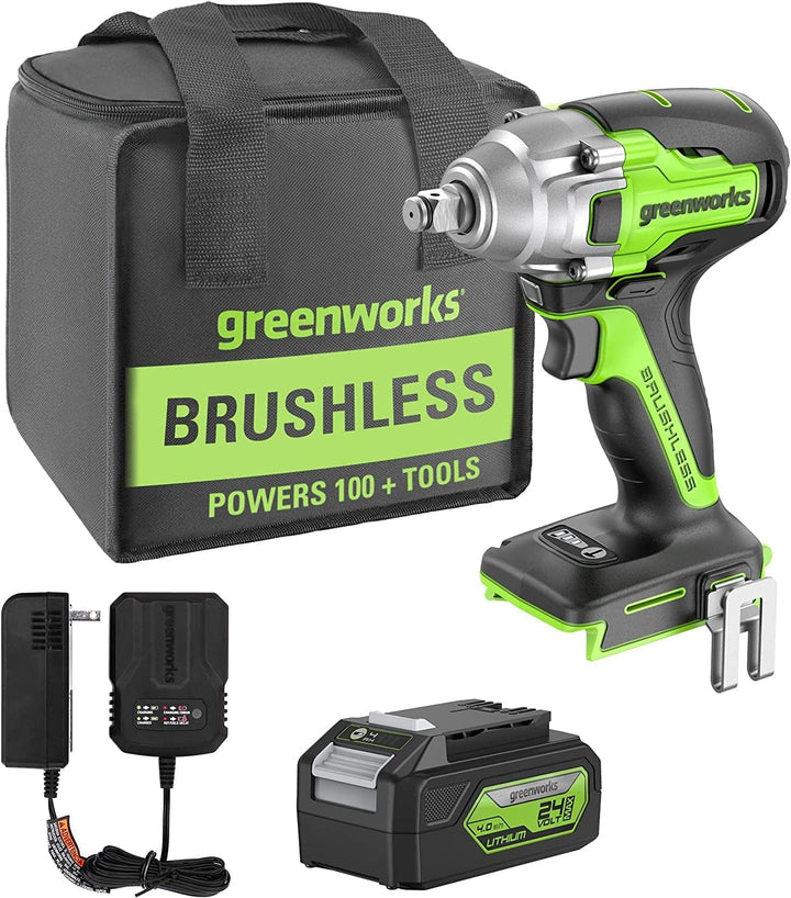 Greenworks Tools Akku-Schlagschrauber (Li-Ion 24V 400 Nm Drehmoment 2800 Umdrehungen/Min 1/2 Zoll-St
