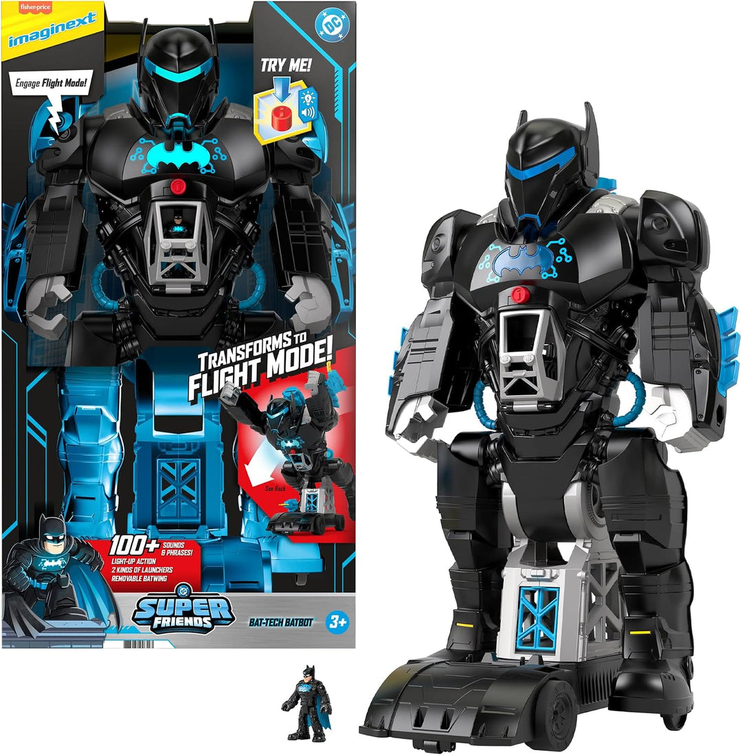 Fisher-Price HBV67 - Imaginext DC Super Freunde Bat-Tech Batbot, 2-in-1-Batman-Spielset mit Roboter,