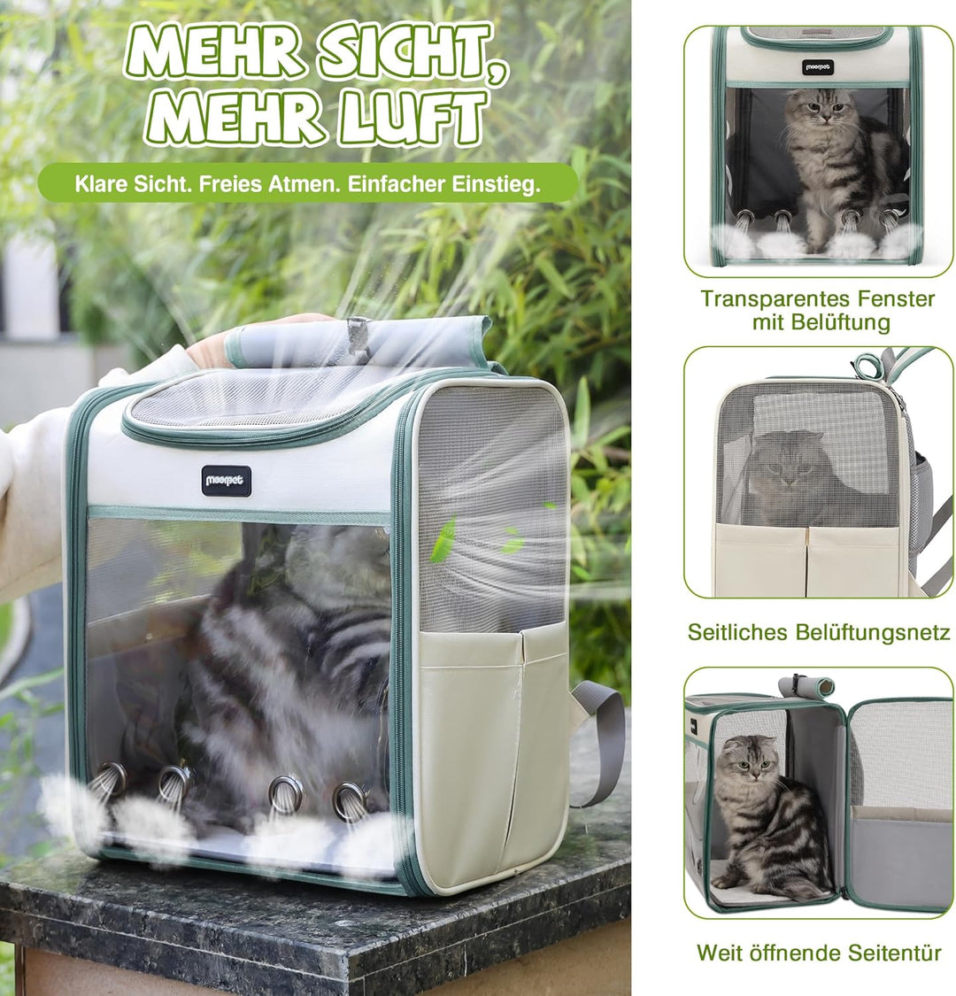 ALLSOPETS Katzenrucksack grosse Katzen, Faltbarer Hunde- und Katzen Rucksack, Atmungsaktive Tragetas
