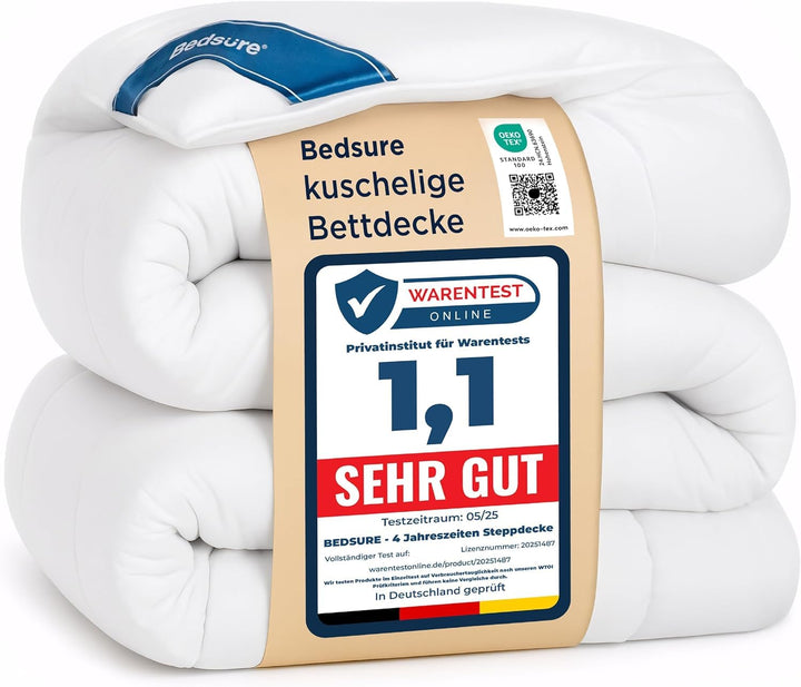 BEDSURE Bettdecke 240x220cm Ganzjahresdecke 4 Jahreszeiten, Steppdecke für Allergiker 300GSM Duvet 2