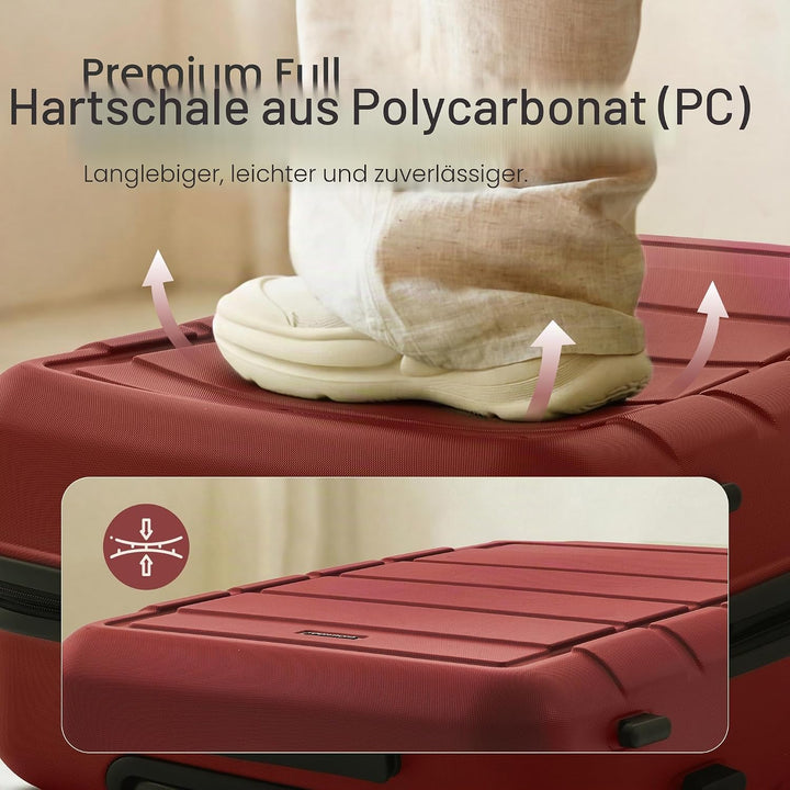 SHOWKOO Kofferset 3 Teilig Hartschale Leicht ABS+PC Erweiterbar Reisekoffer Haltbar Trolley Handgepä
