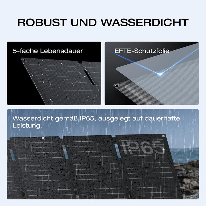 EF ECOFLOW 45 W Tragbares und klappbares Solarpanel, 25% hocheffiziente n-Typ-Solarzellen, wasser- u