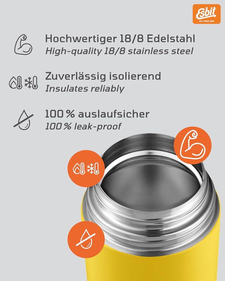 Esbit Thermobehälter Sculptor für Essen - Warmhaltebehälter 750 ml in Sunshine Yellow - aus Edelstah
