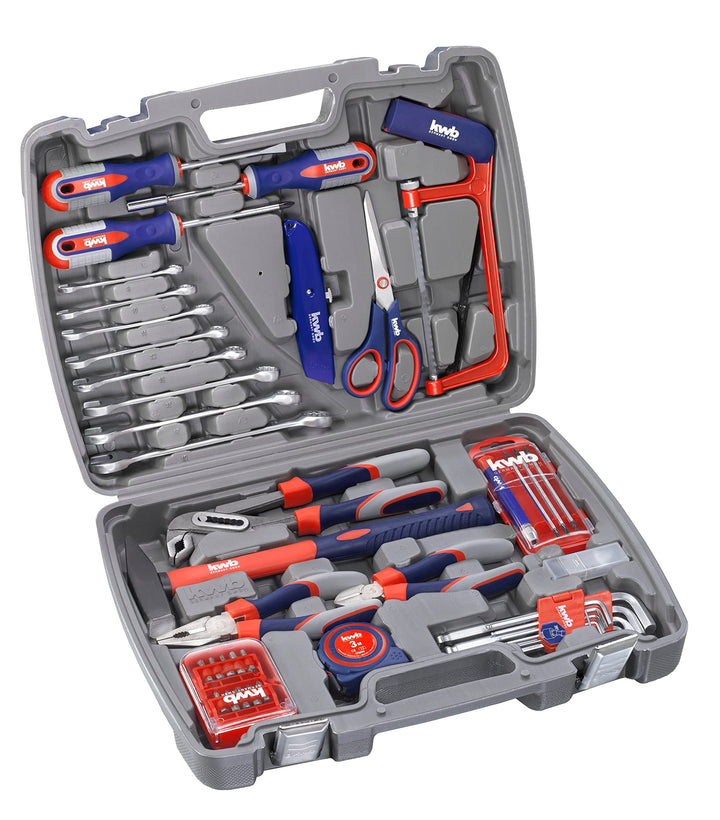 kwb Werkzeugkoffer aus robustem Hartkunststoff inkl. 65-tlg. hochwertigem Werkzeug-Set als perfekte