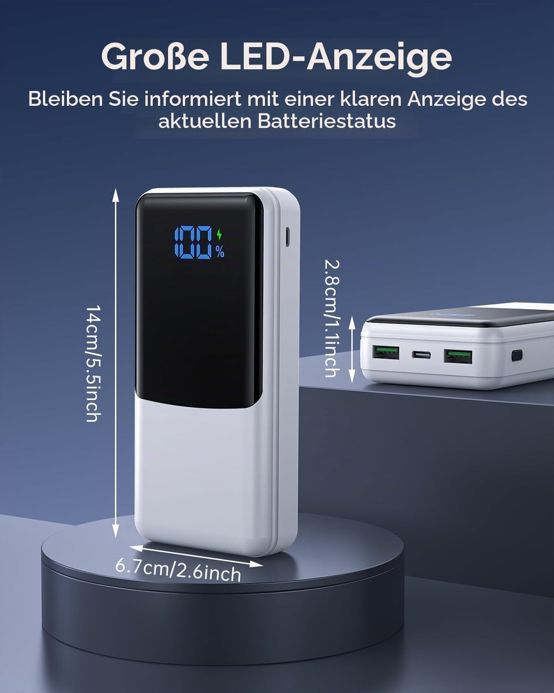 Coblob Power Bank 27000mAh, Powerbank Schnellladefunktion USB C PD 20W Fast Charge, Portable Charger