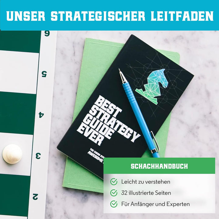 Best Chess Set Ever 4X: Turnierschach, Vierfaches Gewicht (König 11,4 cm), Silikonbrett, Beidseitig