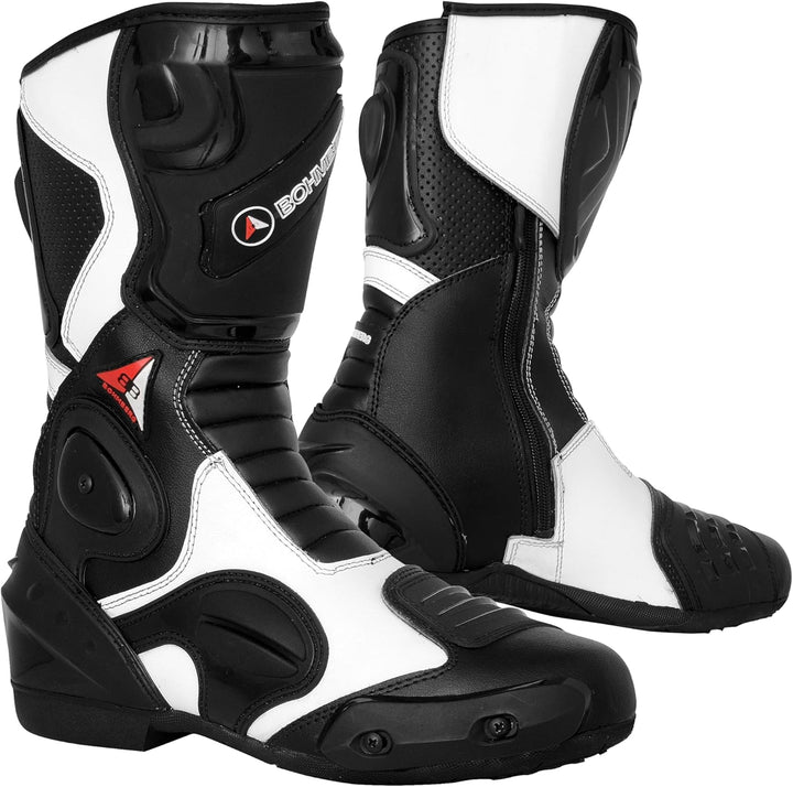 Bohmberg Spartans Motorradstiefel Herren-ergonomisch-leicht, Motorradschuhe aus echtem Leder mit auf