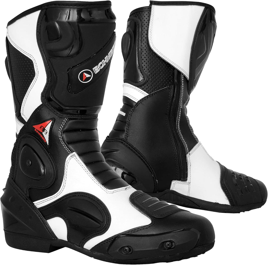Bohmberg Spartans Motorradstiefel Herren-ergonomisch-leicht, Motorradschuhe aus echtem Leder mit auf