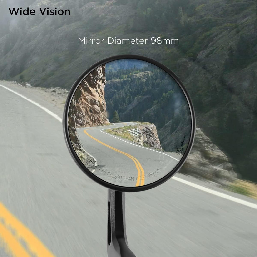 Evermotor Universal E9 Geprüfter Motorrad Spiegel, 360°Drehbarer Aluminium Lenkerendenspiegel Motorr