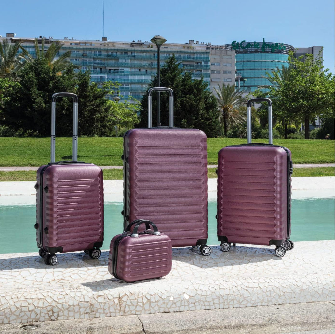 NUMADA - Gepäck-Set und Kulturbeutel 4 Stück Bordeaux, gross 75cm, mittel 63cm, klein 53cm und Kultu