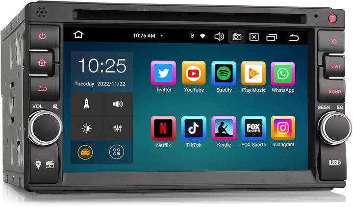 8-Kern Android 14 Doppel Din Autoradio mit IPS-Bildschirm 2 Din GPS Navi Unterstützung Kabelloses Ca