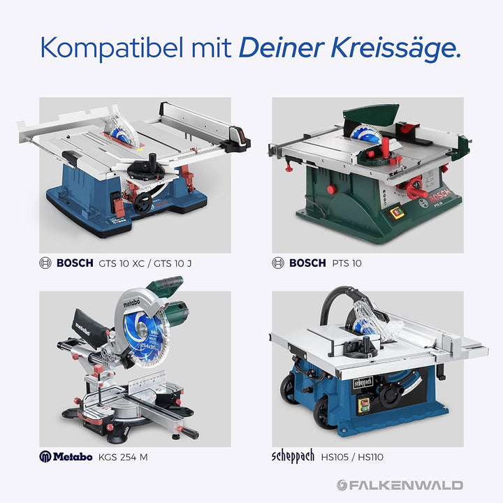 FALKENWALD ® Sägeblatt 254x30 80 Zähne ideal für Holz, Metall & Alu - Multi Kreissägeblatt 254 x 30
