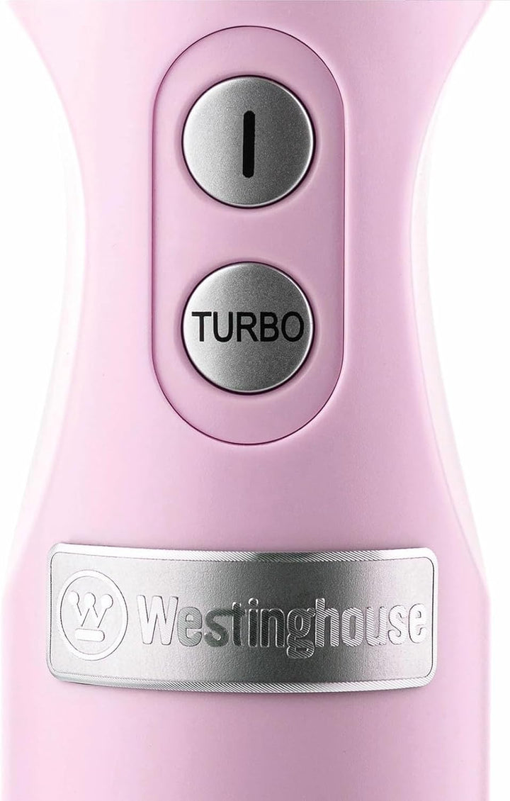 Westinghouse Retro-Stabmixer, Turbofunktion, Handblender, Edelstahl-Mixfuss, spritzarm, 600 W, rosa