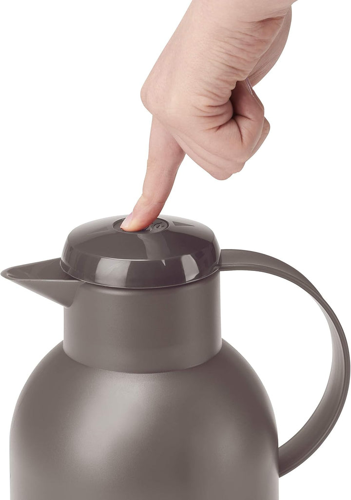 Emsa N40122 Samba Isolierkanne |1,5 Liter | Quick Press Verschluss | 12h heiss und 24h kalt | Transl