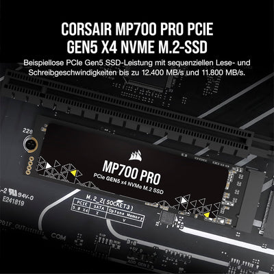 Corsair MP700 PRO 2TB M.2 PCIe Gen5 x4 NVMe 2.0 SSD - M.2 2280 - Bis zu 12.400MB/sec Sequentielles L