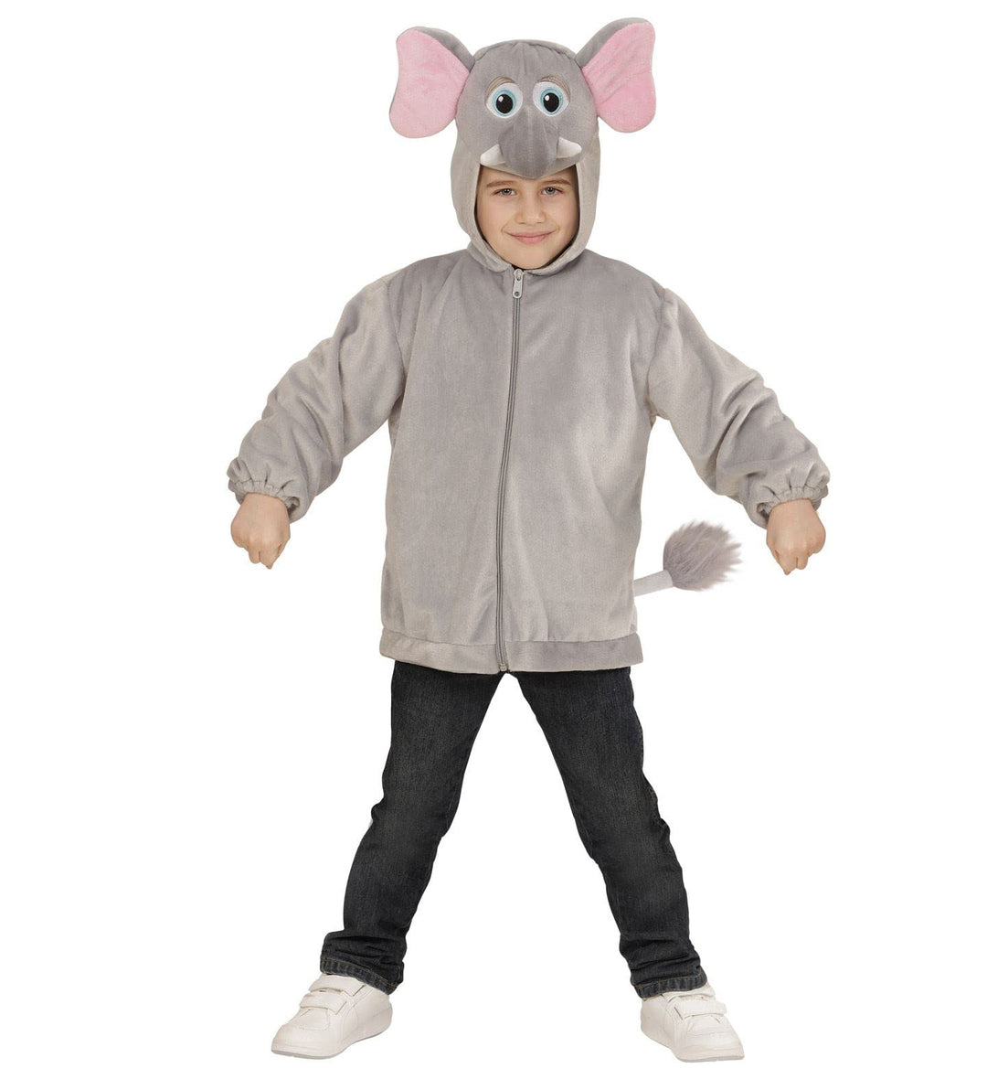 "ELEPHANT IN SOFT PLUSH" (hoodie with mask) - (98 cm / 1-2 Years), 98