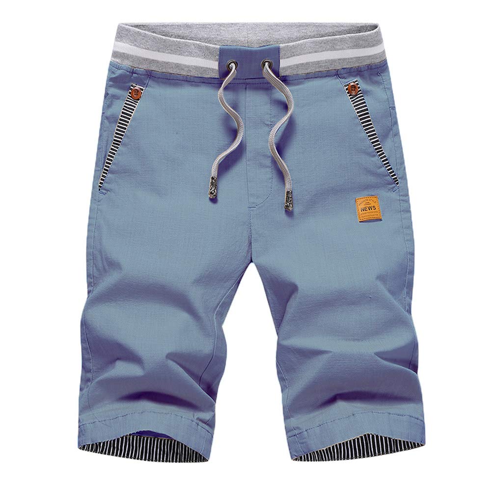 JustSun Kurze Hosen Herren Shorts Chino Baumwolle Sommer mit Tunnelzug S Denim Blau, S Denim Blau