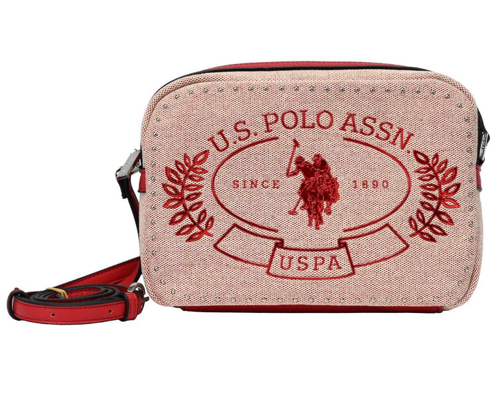U.S.POLO ASSN. Great Meadow Crossbody Bag 23x17x8 Canvas/PU RED