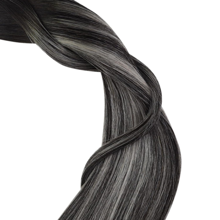 YoungSee Tape Extensions Echthaar Ombre Echthaar Extensions Tape Ombre Silber 50 cm Tape in Extensio