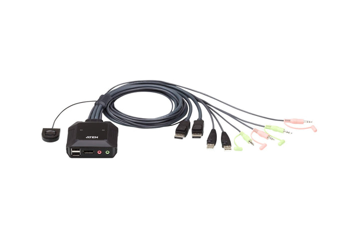 ATEN CS22DP USB-DisplayPort-Kabel-KVM-Schalter mit Fernwähler, 2 Port