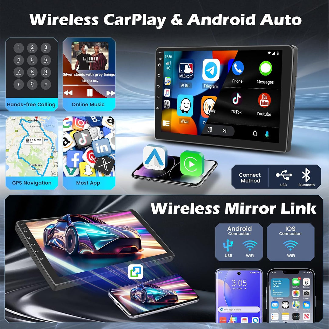 Hikity 4G+64G Android 15 Autoradio für Peugeot 207 2006-2010 9 Zoll | Wireless CarPlay, Android Auto