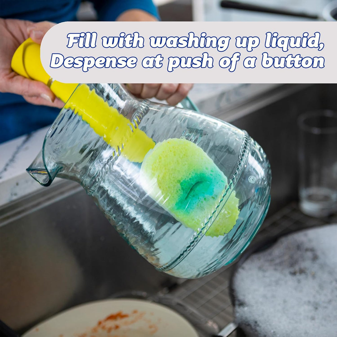 Scrub Daddy Dish Daddy Spülschwamm mit Spülmittelspender, Nachfüllköpfe, Schwamm und Anschlusskopf