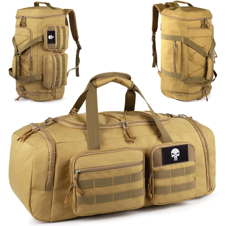 Taktische Sporttasche für Herren, 50L Grosse 3-in-1-Sport-Reisetasche mit Schuhfach, Wasserabweisend