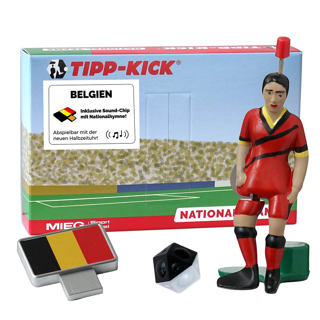 TIPP-KICK Spiel Belgien Box Tischfussball-Set - Spannendes Fussballspiel mit Spielfigur, Soundchip m