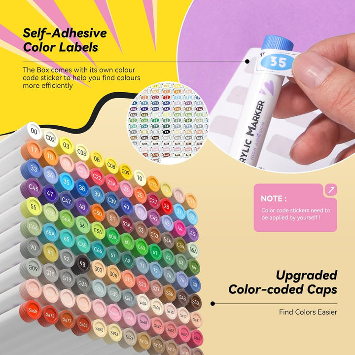Arrtx Acrylstifte für Steine Wasserfest 120 Farben, Pinselspitze Aacrylic Markerr für Felsmalerei, H
