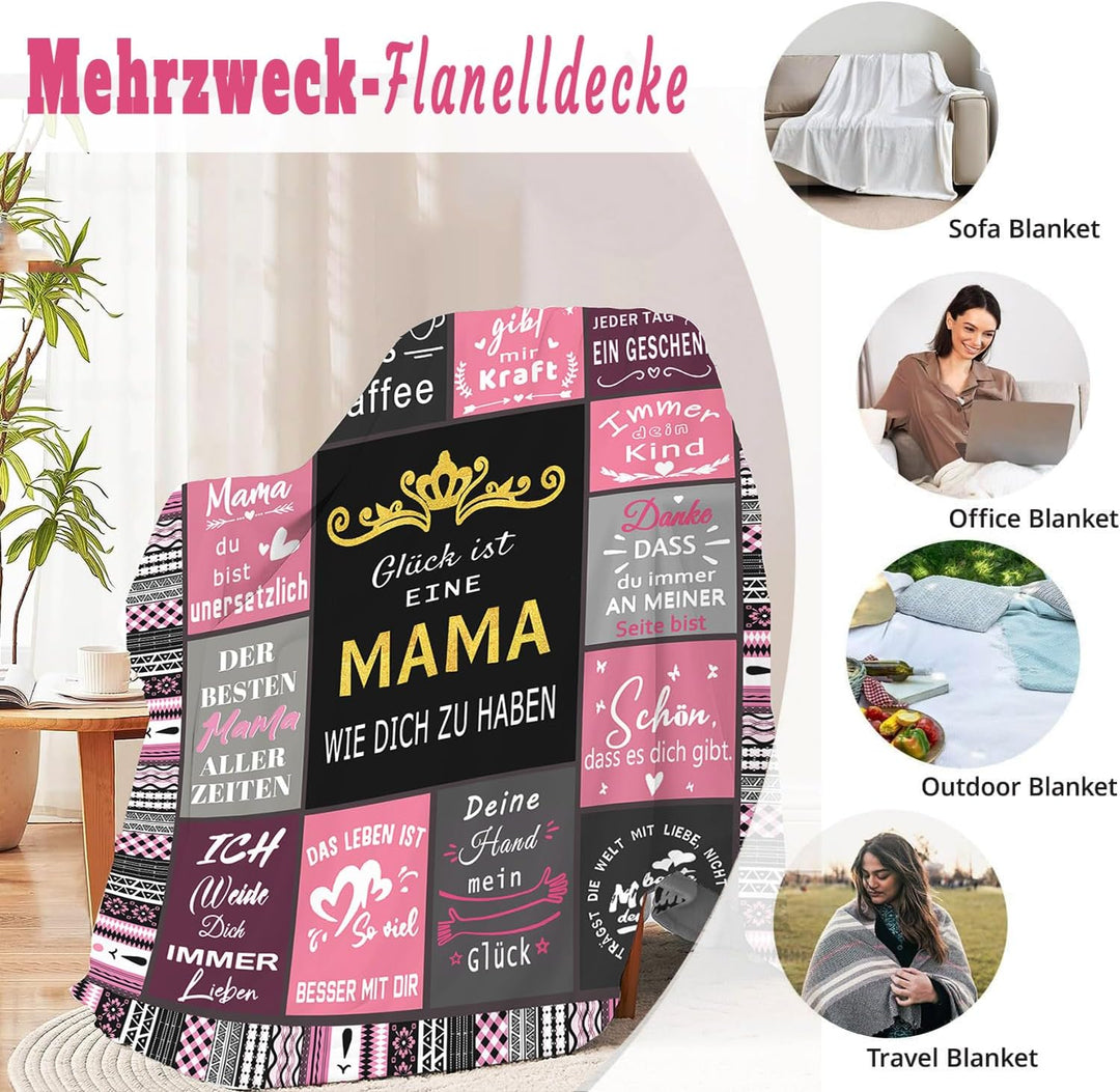 Muttertagsgeschenk - Kuscheldecke Geschenke für Mama - Beste Mama der Welt Flanell Decke - Geburtsta