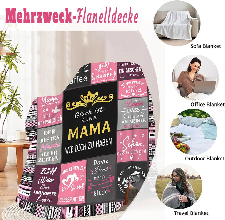 Muttertagsgeschenk - Kuscheldecke Geschenke für Mama - Beste Mama der Welt Flanell Decke - Geburtsta