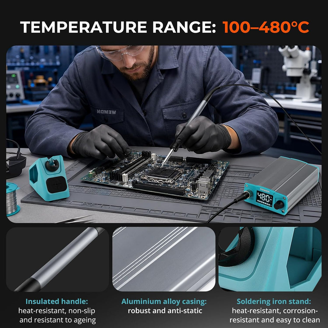 Lötstation75W, Profi Lötkolben Einstellbare Temperatur 100°C-480°C mit LCD Displayanzeige, Lötkolben