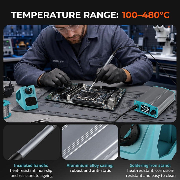 Lötstation75W, Profi Lötkolben Einstellbare Temperatur 100°C-480°C mit LCD Displayanzeige, Lötkolben
