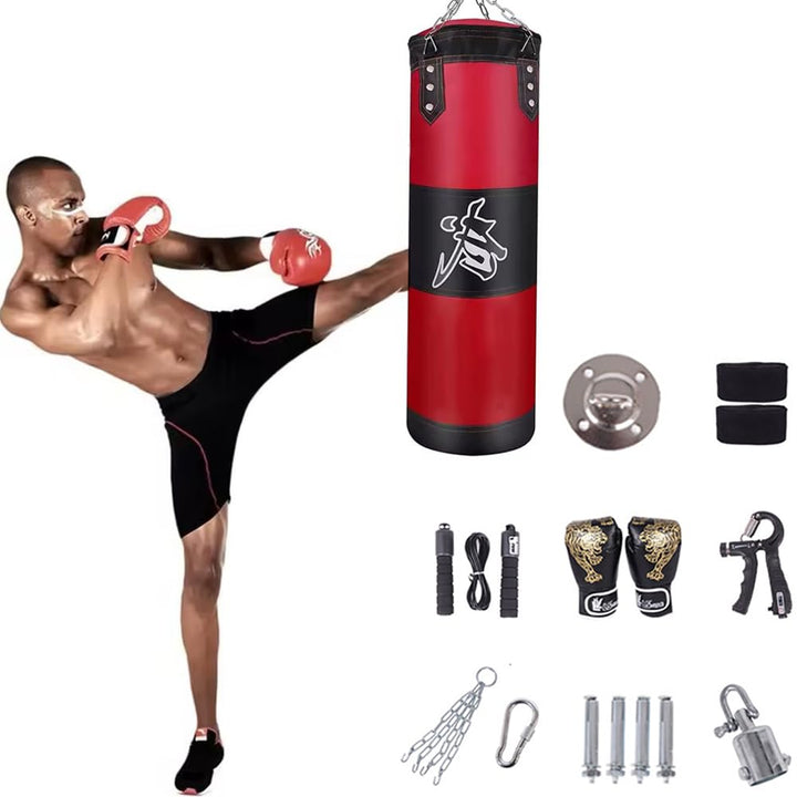 Boxsack Hängend, 15-in-1 Heavy Duty Boxsack, PU-Material Mit dickerer Kette kann 360° gedreht werden