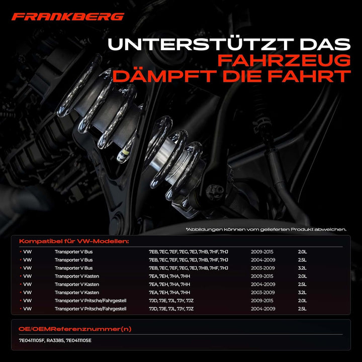Frankberg 2x Federn Fahrwerksfeder Vorderachse Kompatibel mit Transporter V 7HA 7HB 7HJ 7EA 7EF 7EJ