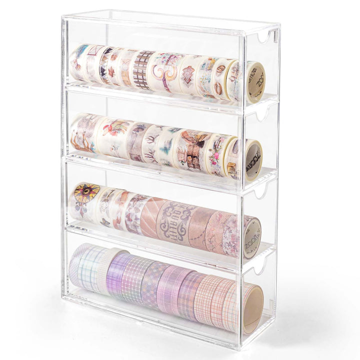 Vowcarol Washi-Tape-Organizer - Transparent Kunststoff - 4 Schubladen - 17,78 x 5,72 x 22,86 cm - Fü
