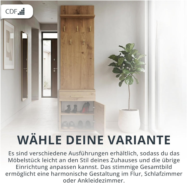 CDF Garderobe Schuhschrank Flurgarderobe Garderobenpaneel Eingangsschrank mit Kleiderhaken Jackenauf