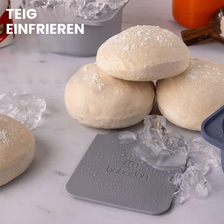Babadoh Pizzateig-Proofing Silikonbehälter mit Deckel, Pizza-Zubehör, mehrfarbig, Blau (2 Teig, 2 Ra