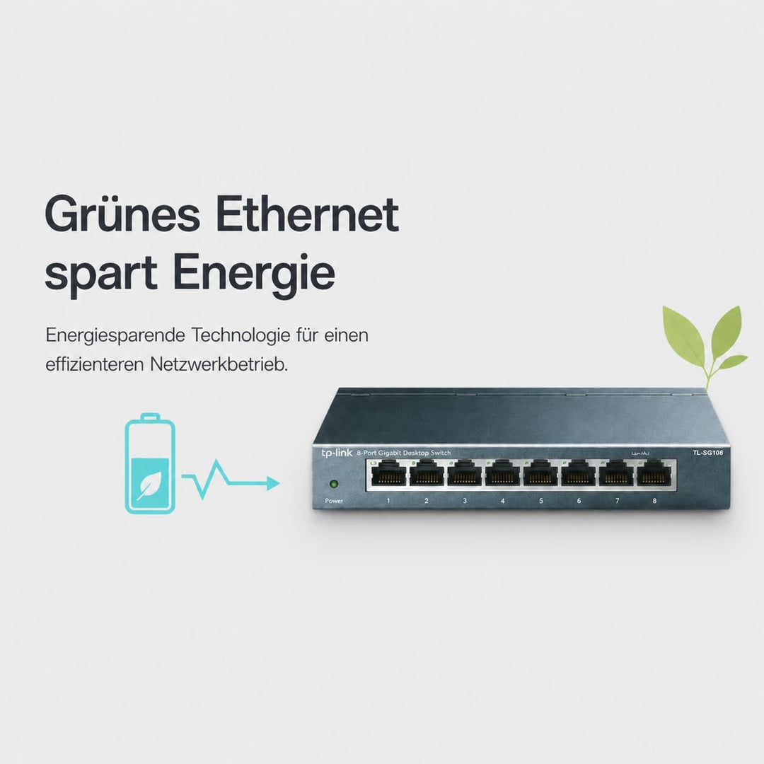 TP-Link TL-SG108 8-Port Gigabit Netzwerk Switch (Plug-and-Play, 8* RJ-45 LAN Ports, Metallgehäuse, I