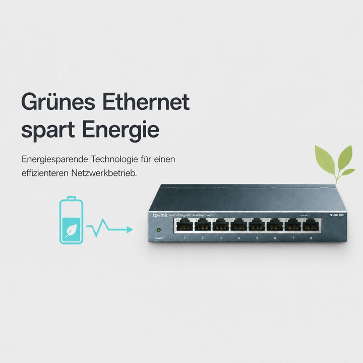 TP-Link TL-SG108 8-Port Gigabit Netzwerk Switch (Plug-and-Play, 8* RJ-45 LAN Ports, Metallgehäuse, I