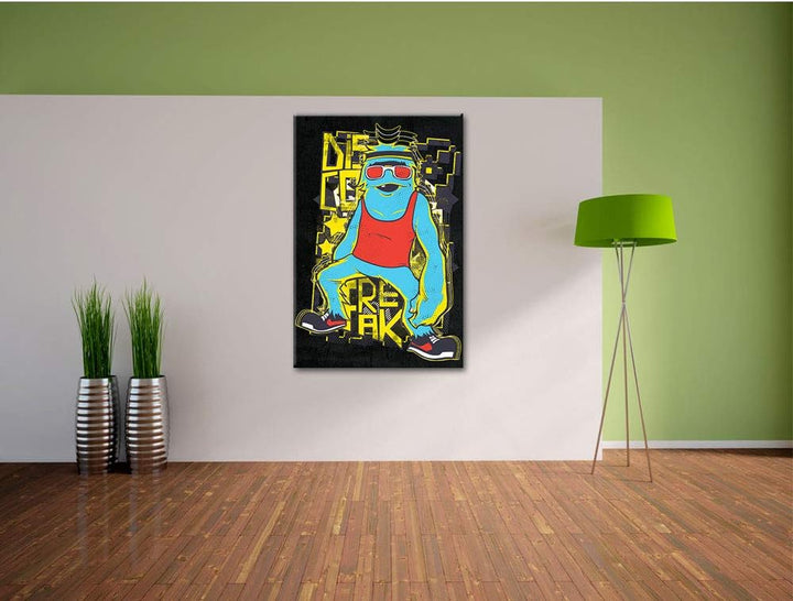 Dark Disco Freak black Leinwandbild Bild auf Leinwand, XXL riesige Bilder fertig gerahmt mit Keilrah