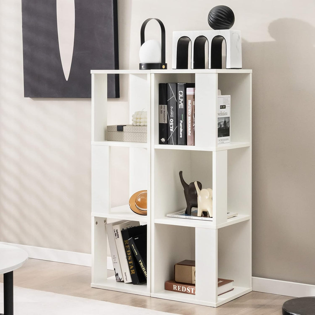 GOPLUS 2er Set Bücherregal, Standregal mit 3 Offenen Fächern, Lagerregal Würfelregal Holz, Aufbewahr