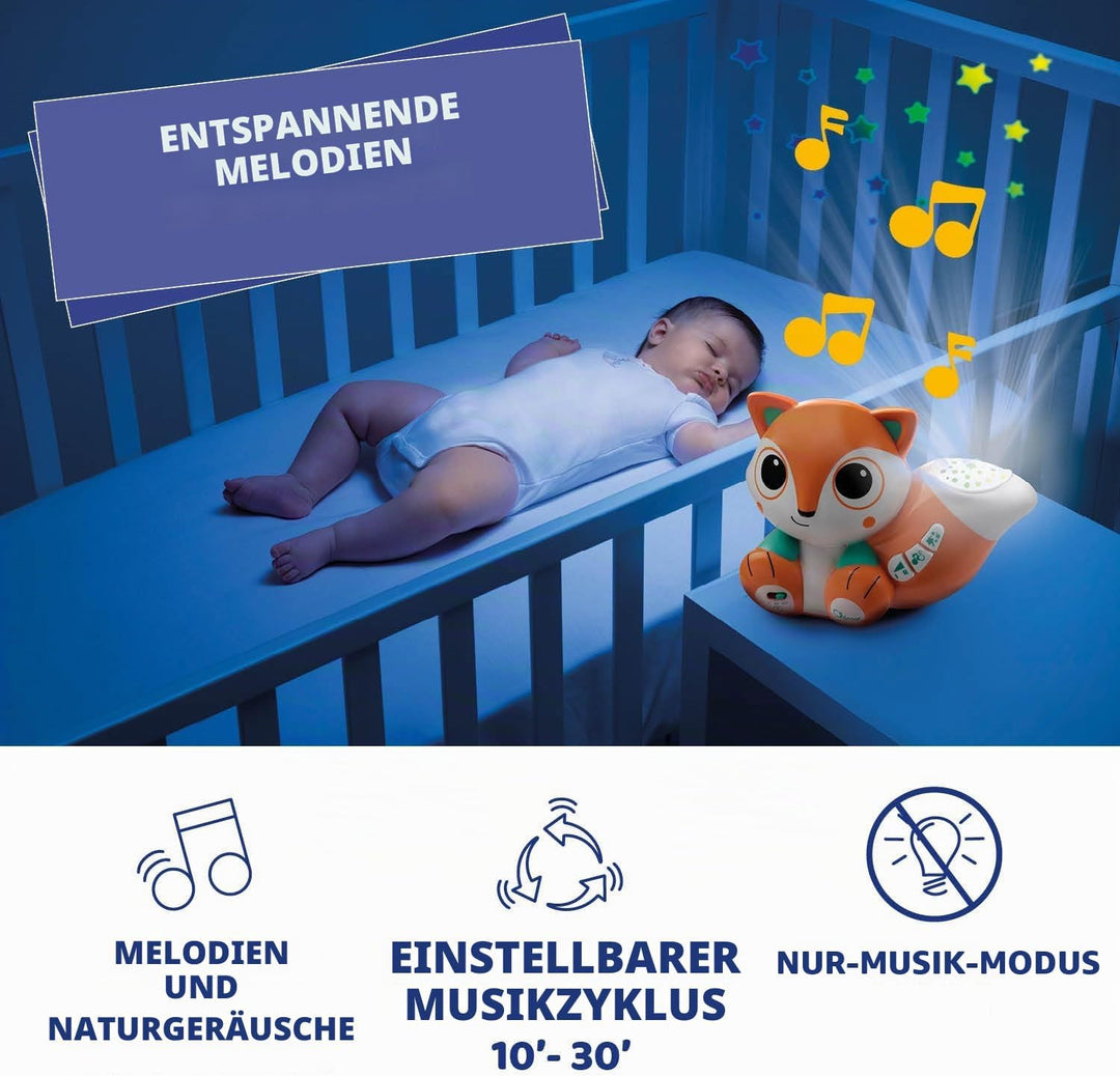 Chicco Projektor Foxy, niedlicher tragbarer Projektor mit entspannenden Melodien und bunten Projekti