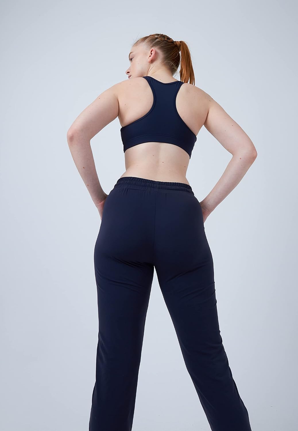Sportkind Mädchen &amp; Damen Tennis, Fitness, Sport Trainingshose lang mit Taschen, atmungsaktiv M Navy