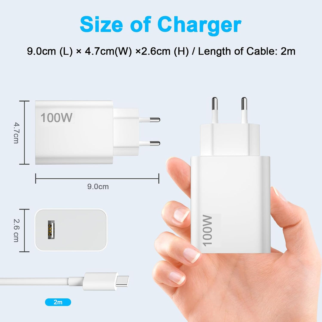 Ladegerät 100W und 2Meter Kabel für Xiaomi Redmi Note 15 Pro+ POCO X8 Pro Max F8 Ultra 17 Pro Max 5G