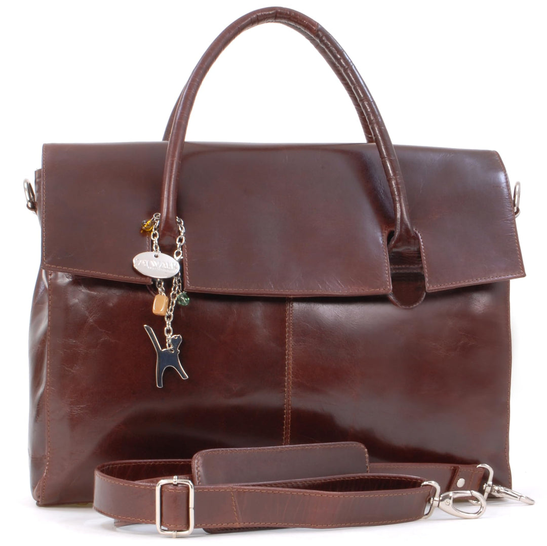 Catwalk Collection Handbags - Damen Leder Laptoptasche 17 Zoll - Arbeitstasche Extra Gross - Aktenta