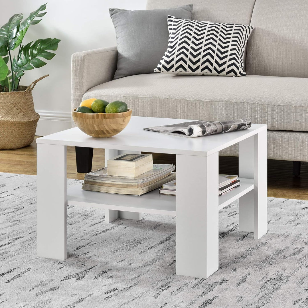 [en.casa] Couchtisch 60x60x40cm mit Ablage Tisch Beistelltisch Wohnzimmertisch Sofatisch Weiss