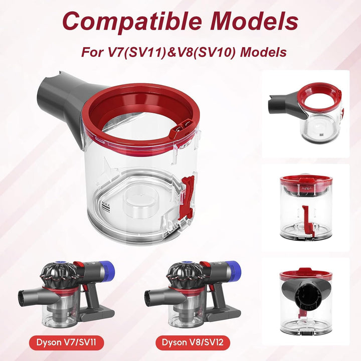 Staubbehälter Ersatz kompatibel mit Dyson V7 V8 SV10 SV11, verbesserter Auffangbehälter mit HEPA Fil